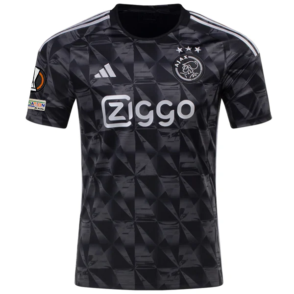 adidas Ajax Silvano Vos Third Jersey w/ Europa League Patches 23/24 (Black) - PersonalJerseys