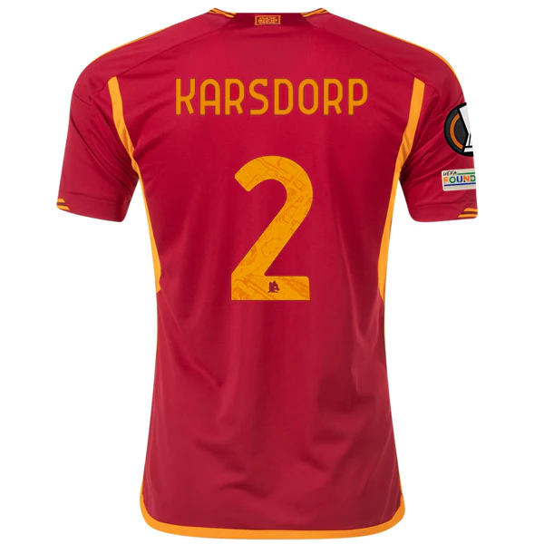 adidas Roma Rick Karsdorp Home Jersey w/ Europa League Patches 23/24 (Team Victory Red) - PersonalJerseys