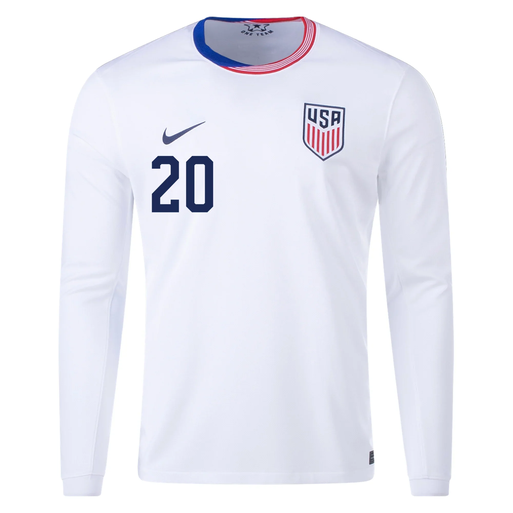 Nike United States Folarin Balogun Long Sleeve Home Jersey 24/25 (White) - PersonalJerseys