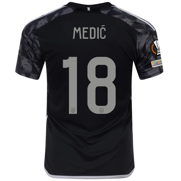 adidas Ajax Jakov Medić Third Jersey w/ Europa League Patches 23/24 (Black) - PersonalJerseys