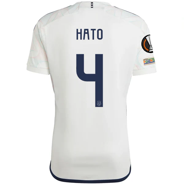 adidas Ajax Jorrel Hato Away Jersey w/ Europa League Patches 23/24 (Core White) - PersonalJerseys