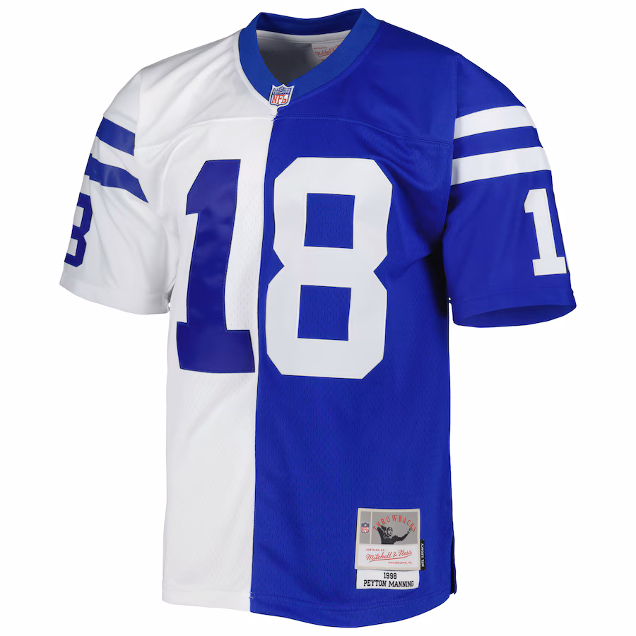 Peyton Manning Indianapolis Colts Mitchell & Ness 1998 Split Legacy Replica Jersey - Royal/White - PersonalJerseys