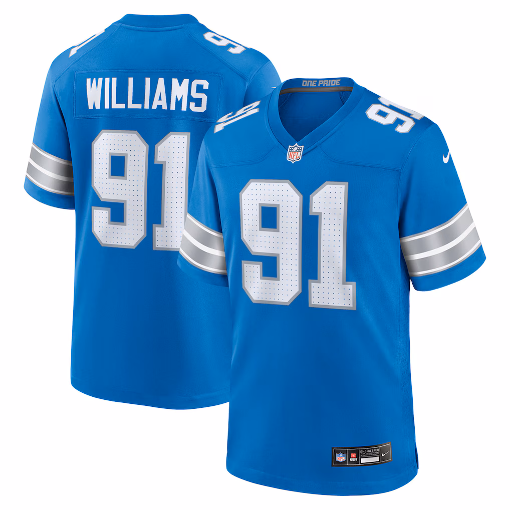 Tyleik Williams Detroit Lions Nike Team Game Jersey - Blue - PersonalJerseys