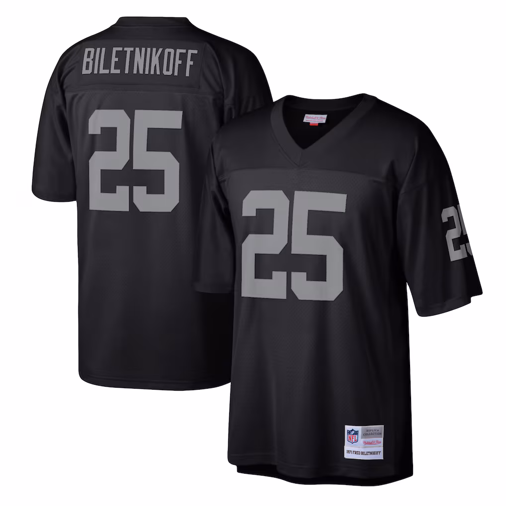 Fred Biletnikoff Las Vegas Raiders Mitchell & Ness Legacy Replica Jersey - Black - PersonalJerseys