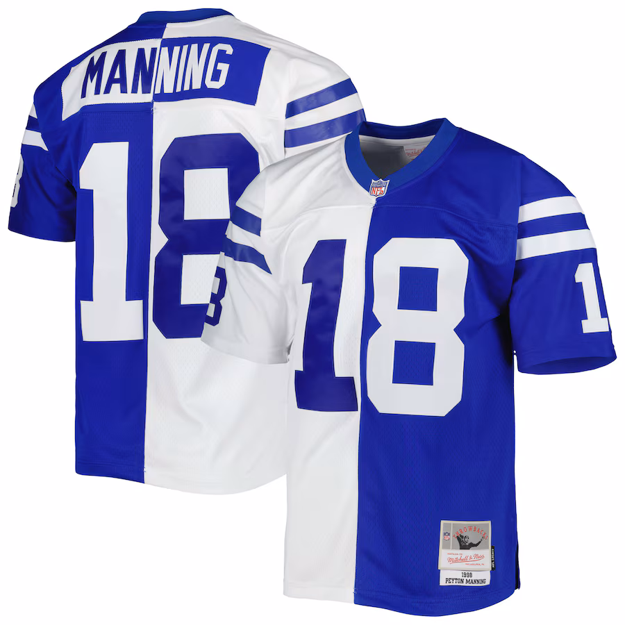 Peyton Manning Indianapolis Colts Mitchell & Ness 1998 Split Legacy Replica Jersey - Royal/White - PersonalJerseys