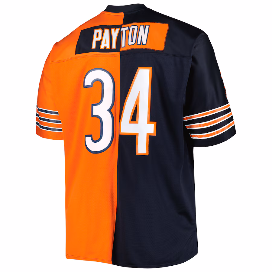 Walter Payton Chicago Bears Mitchell & Ness Big & Tall Split Legacy Retired Player Replica Jersey - Navy/Orange - PersonalJerseys