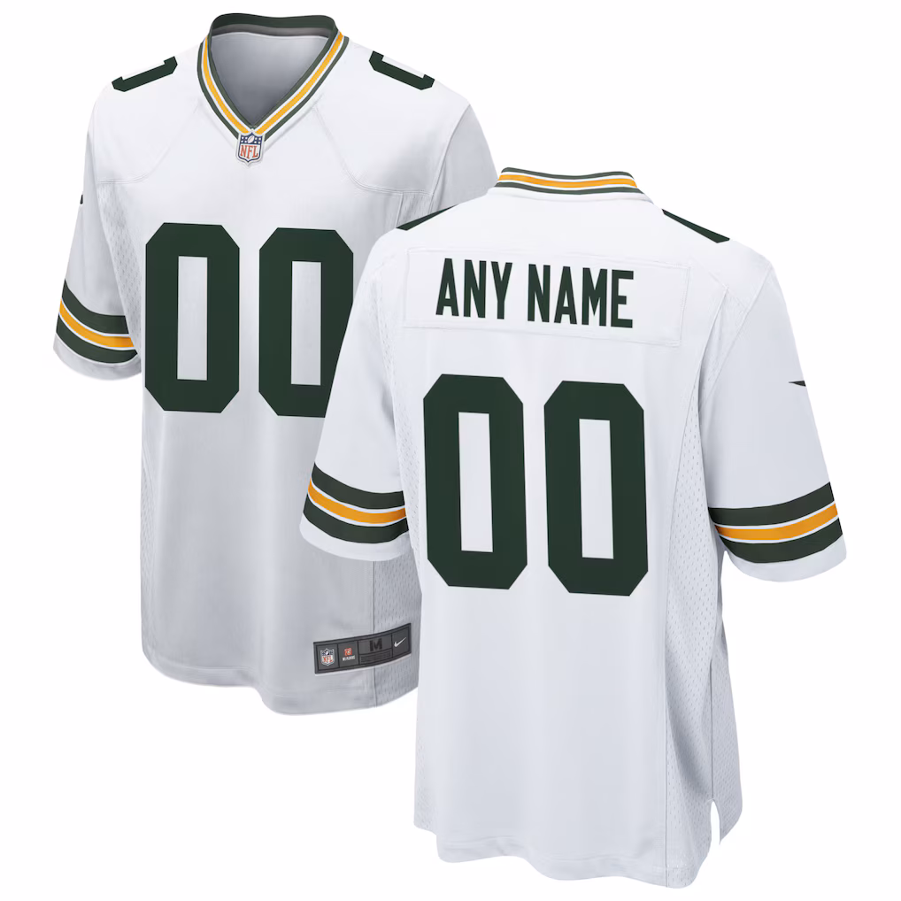 Green Bay Packers Nike Custom Game Jersey - White - PersonalJerseys