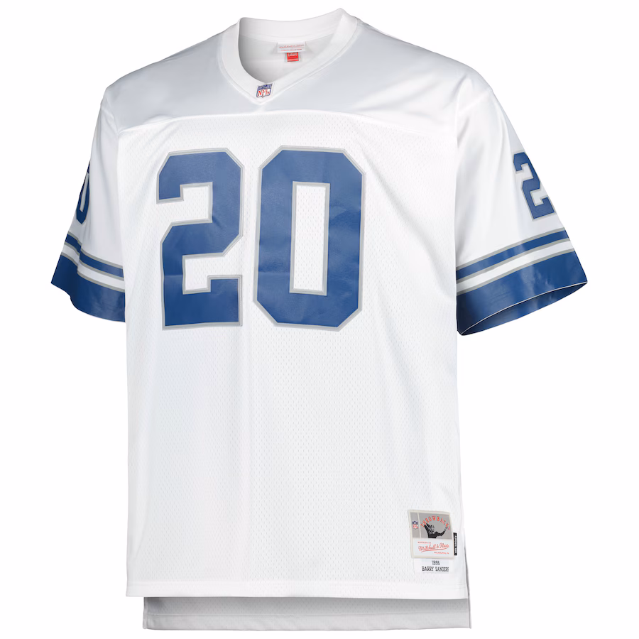 Barry Sanders Detroit Lions Mitchell & Ness Big & Tall 1996 Retired Player Replica Jersey - White - PersonalJerseys