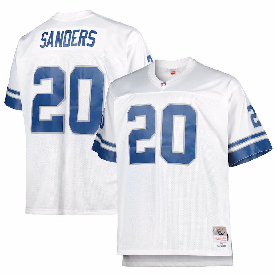 Barry Sanders Detroit Lions Mitchell & Ness Big & Tall 1996 Retired Player Replica Jersey - White - PersonalJerseys