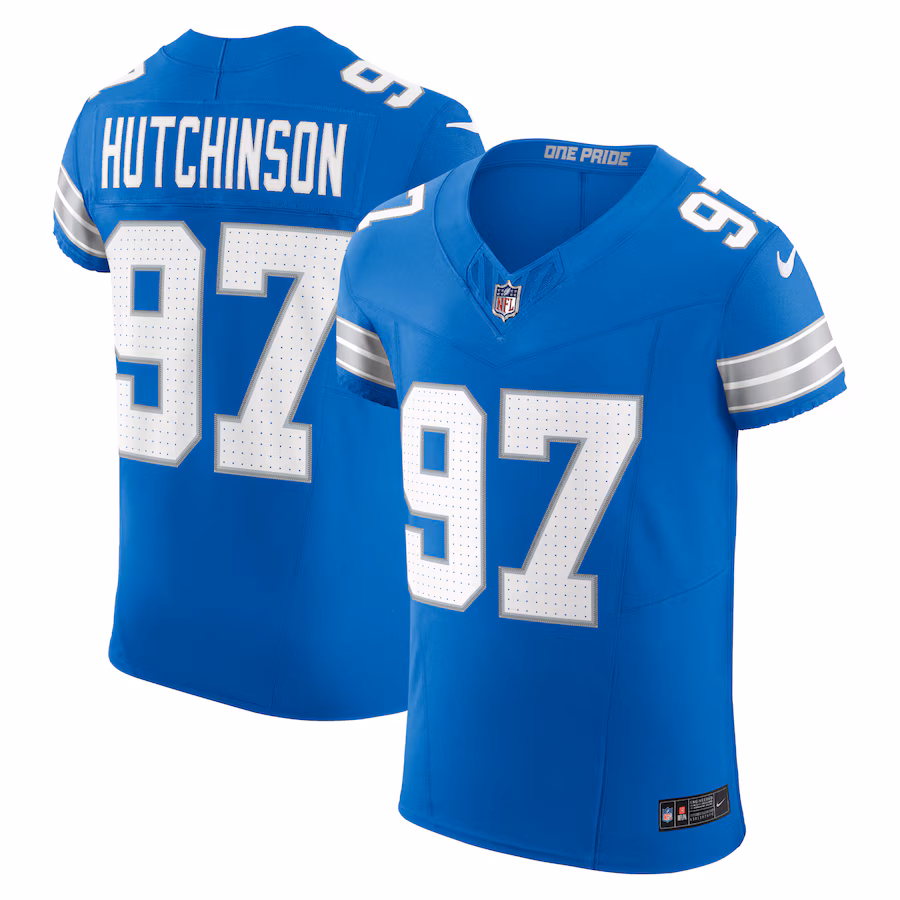 Aidan Hutchinson Detroit Lions Nike Vapor F.U.S.E. Elite Jersey - Blue - PersonalJerseys
