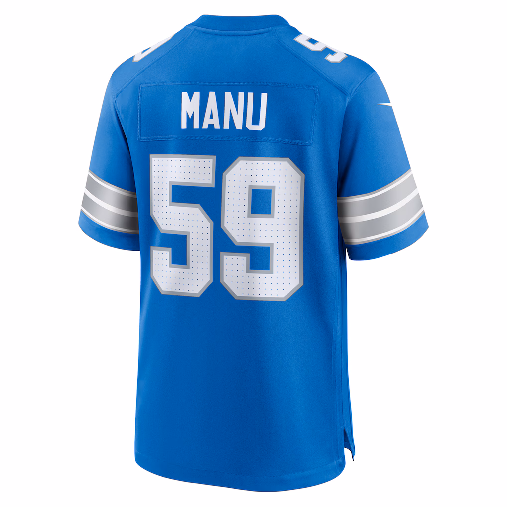 Giovanni Manu Detroit Lions Nike Team Game Jersey - Blue - PersonalJerseys