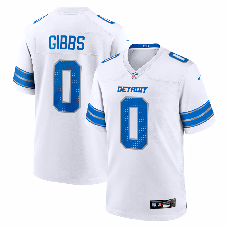 Jahmyr Gibbs Detroit Lions Nike Game Player Jersey - White - PersonalJerseys