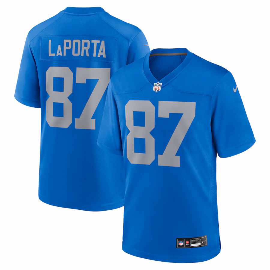 Sam Laporta Detroit Lions Nike Alternate Game Jersey - Blue - PersonalJerseys