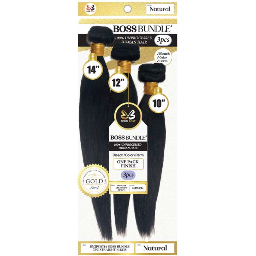 Bobbi Boss Gold Boss Bundle 100% Unprocessed Human Hair Weave – Straight 3PCS