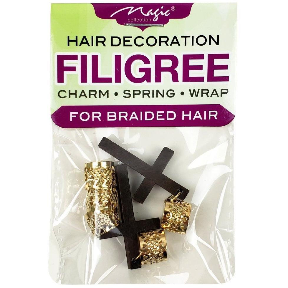 Magic Collection Filigree Tube With Wooden Cross, Gold #FILICHA14C