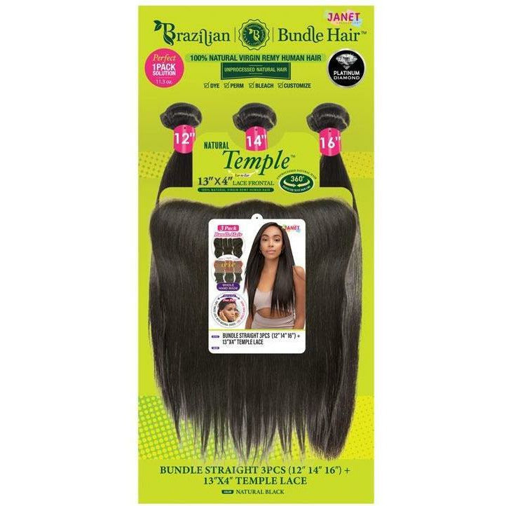 Janet Collection Virgin Remy Human Hair Weave & Closure – Bundle Straight 3PCS + 13