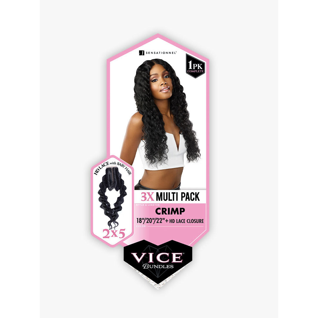 Sensationnel Vice Synthetic 3X Multi Pack Bundle + Closure - Crimp