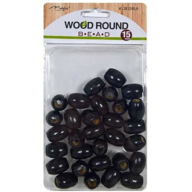Magic Collection Wood Round Beads #12815BLA