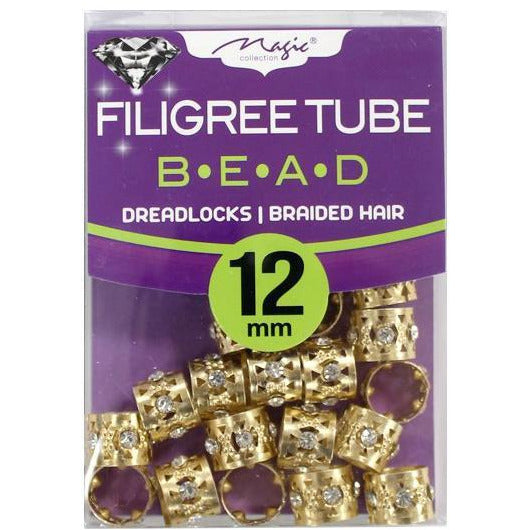 Magic Collection 12MM Studded Filigree Tube #013SDG - Gold