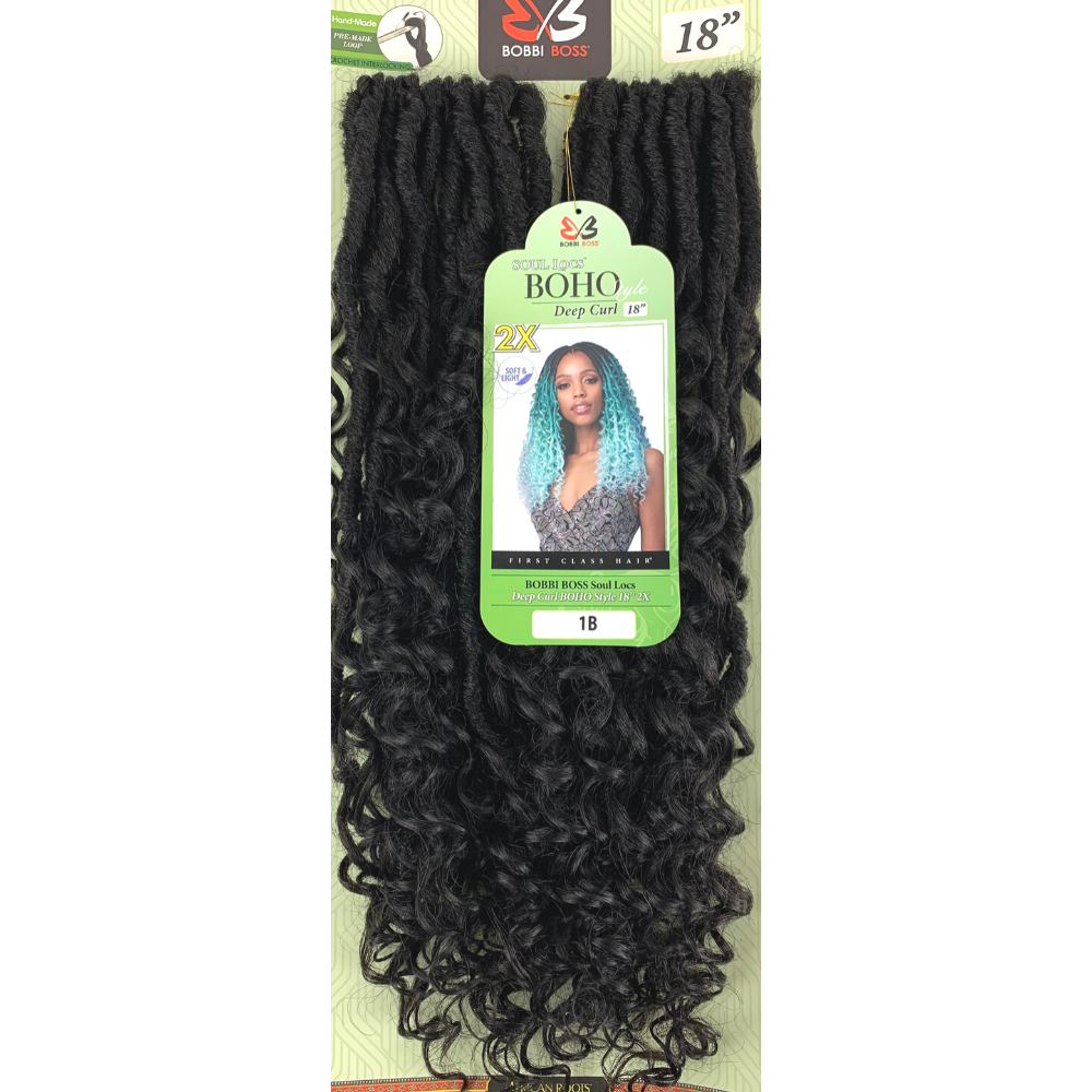 Bobbi Boss Synthetic Crochet Braids - 2X Soul Locs Deep Curl Boho Style 18