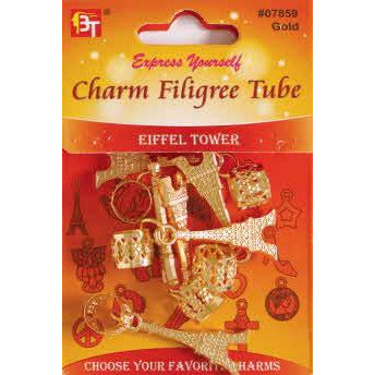 Beauty Town Charm Filigree Tube Eiffel Tower #07859 Gold