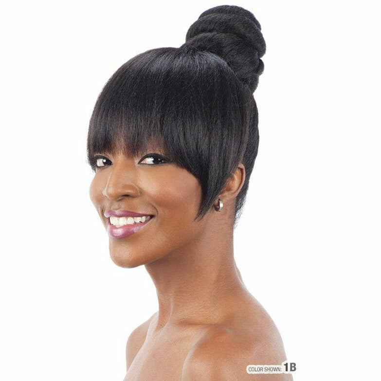 Model Model Synthetic Bun & Blunt Bang 2PCs – Top Knot Bun Bang