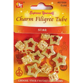 Beauty Town Charm Filigree Tube Star #07854 Gold