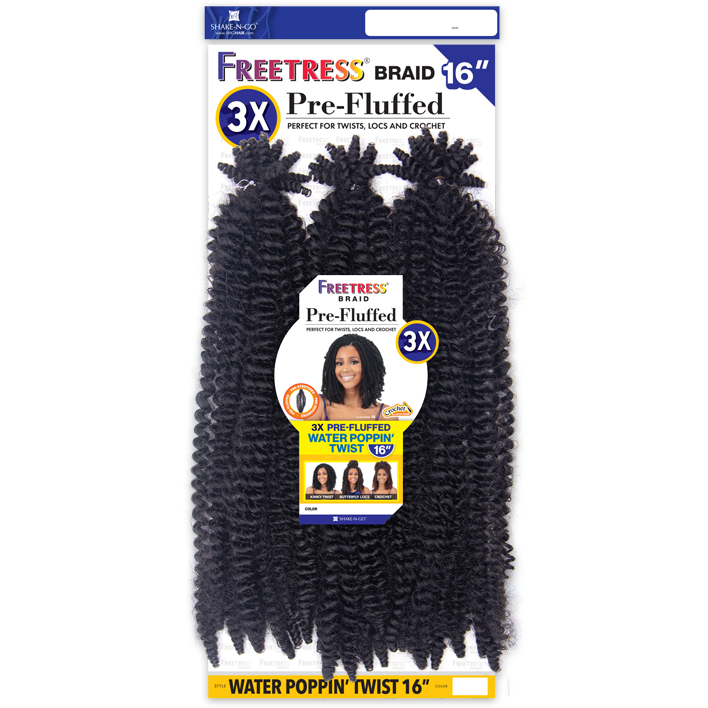 Freetress Synthetic Crochet Braids - 3X Pre-Fluffed Water Poppin Twist 16