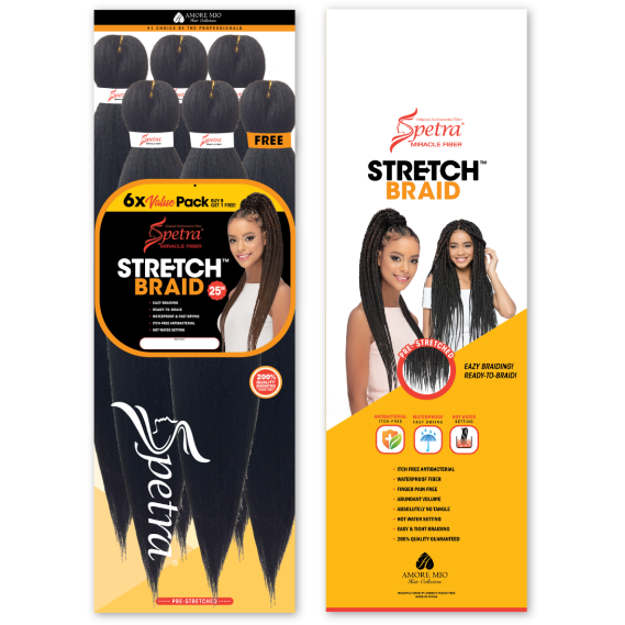 Amore Mio Pre-Stretched EZ Spectra Miracle Fiber Braiding Hair - 6X Stretch Braid 25