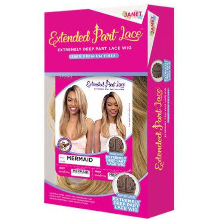 Janet Collection Synthetic Extended Part Lace Front Wig - Mermaid (1 - Jet Black only)