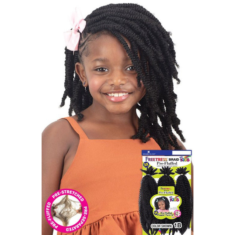 Freetress Synthetic Kids Braids - 3X Pre-Fluffed Poppin Twist 12