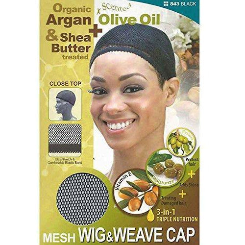 M&M Headgear Qfitt Mesh Wig & Weave Cap w/ Shea Butter & Olive Oil, Black #843