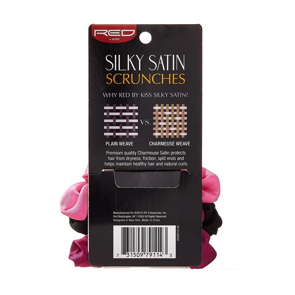Red by Kiss 3pcs Silky Satin Scrunchies Assorted - HSSS01A