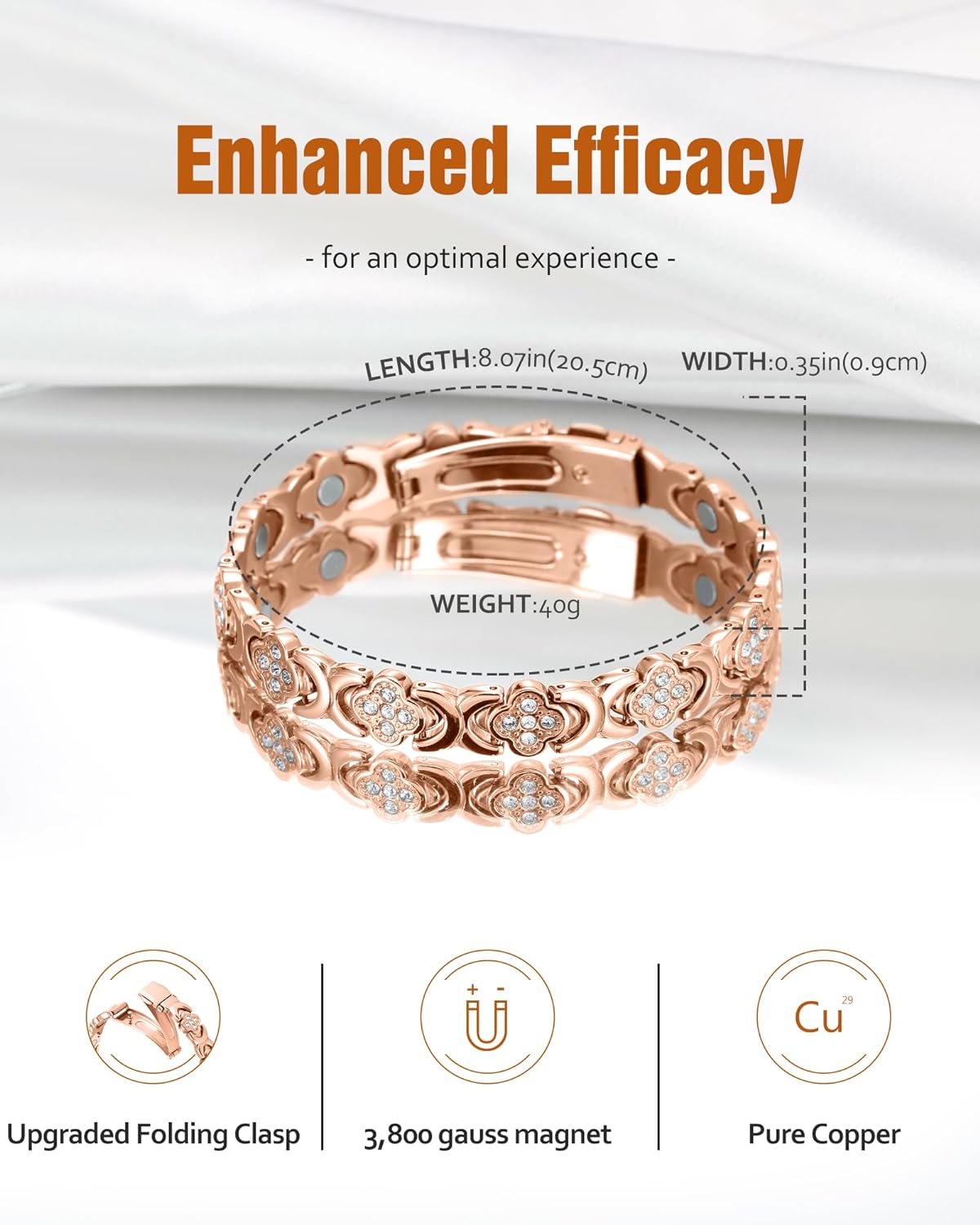 Copper Bracelets for Women, Pure Copper Magnetic Bracelet with 3500 Gauss Effective Magnets