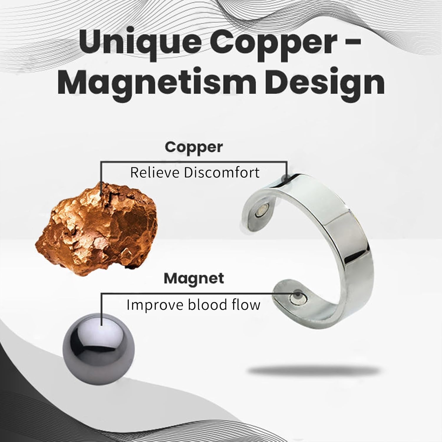 CopperMag Prostate Therapy Ring, Copper Mag Ring, Copper Therapy Ring, CopperMag Prostate Therapy Ring for Men and Women (Silver)