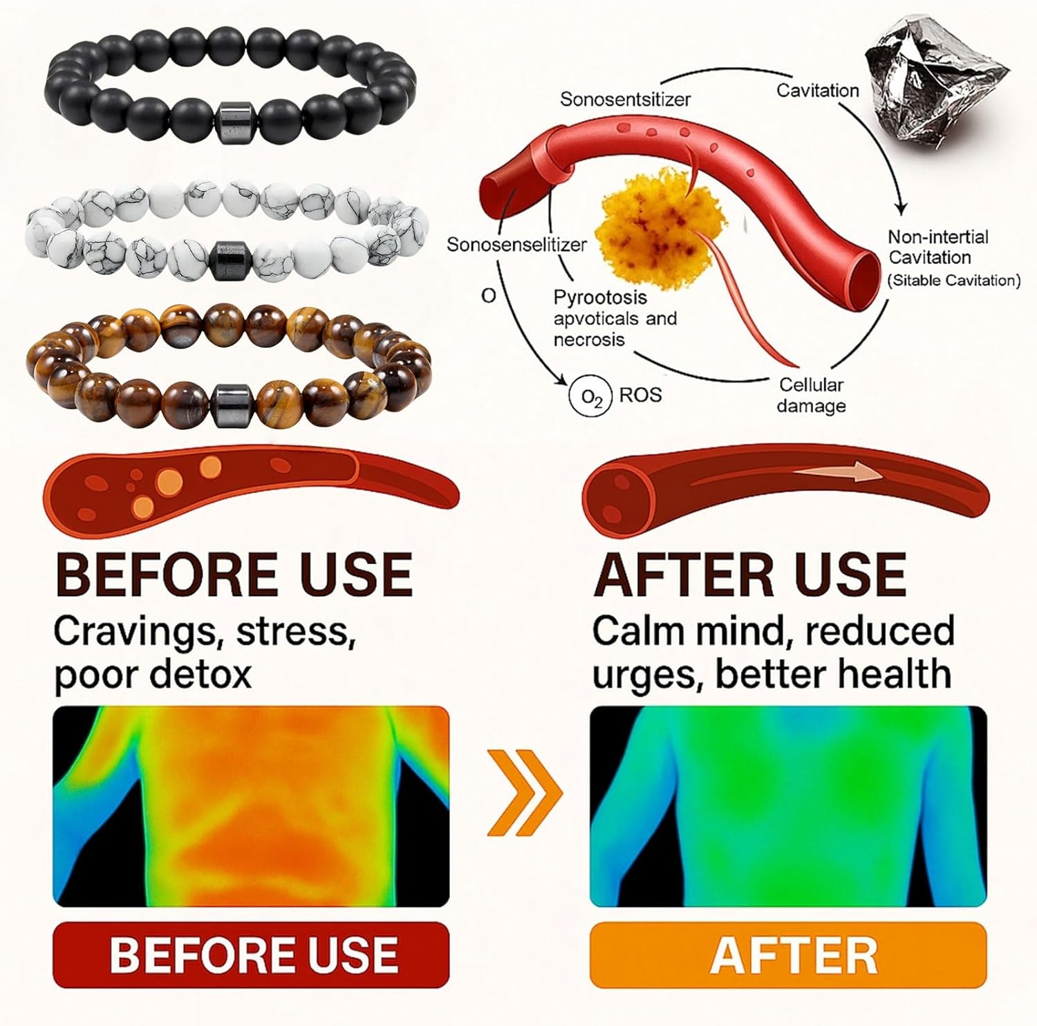 This pack of 2 smoking cessation bracelets is suitable for both men and women. It can help you quit smoking, relieve anxiety and stress, promote lymphatic circulation, and alleviate pain.  Makes a great gift!