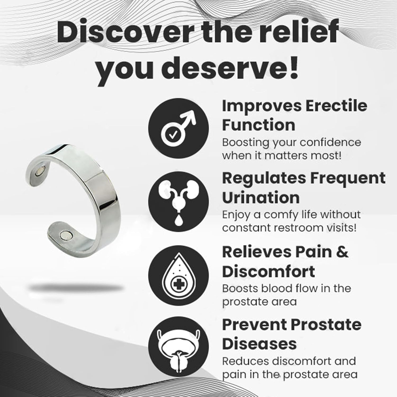 CopperMag Prostate Therapy Ring, Copper Mag Ring, Copper Therapy Ring, CopperMag Prostate Therapy Ring for Men and Women (Silver)