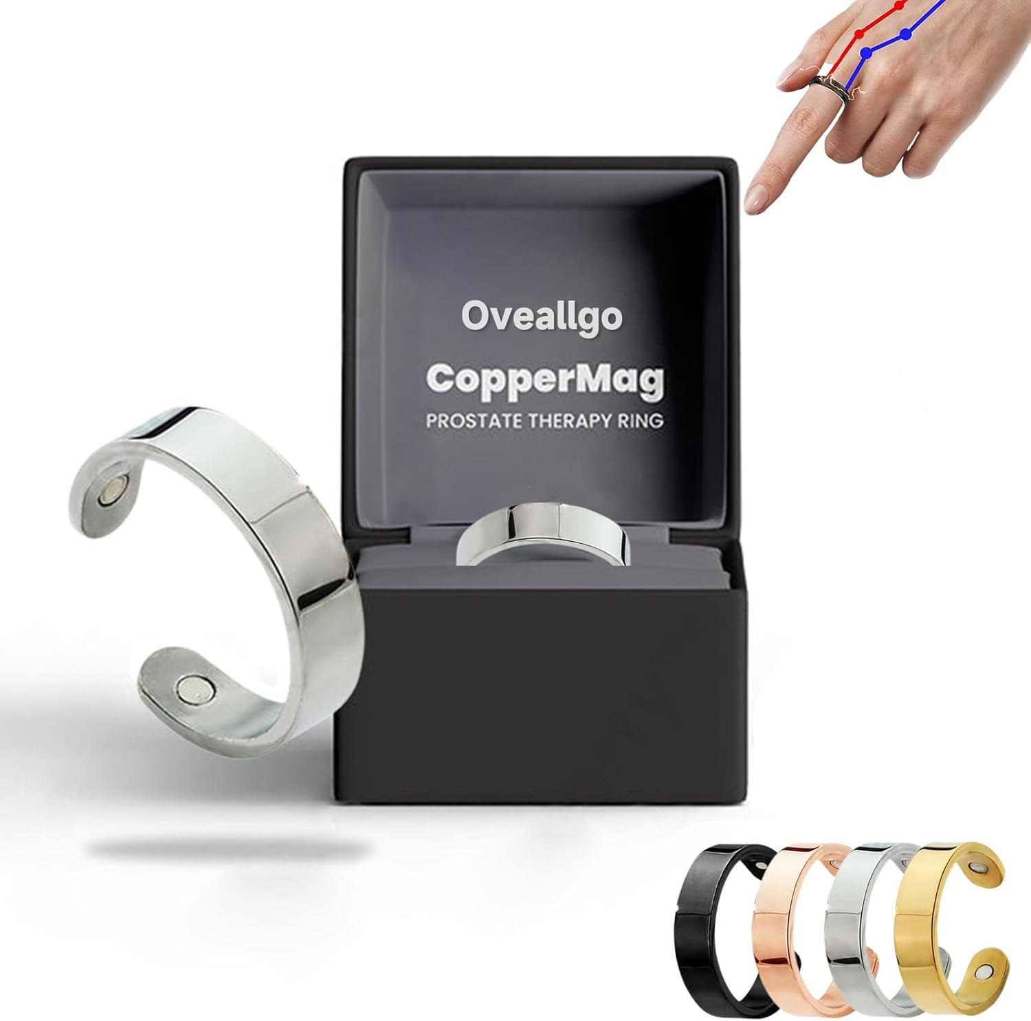 CopperMag Prostate Therapy Ring, Copper Mag Ring, Copper Therapy Ring, CopperMag Prostate Therapy Ring for Men and Women (Silver)