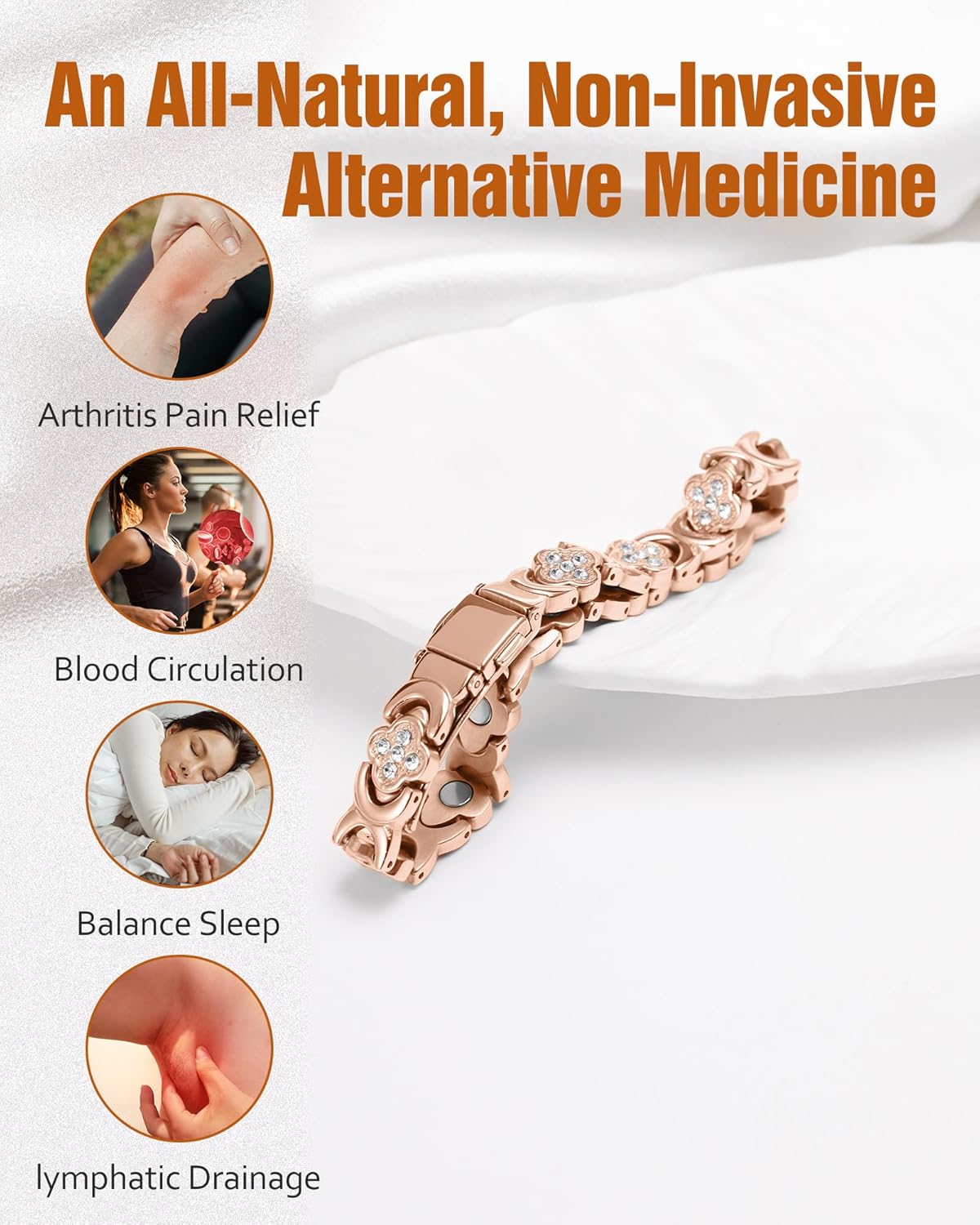 Copper Bracelets for Women, Pure Copper Magnetic Bracelet with 3500 Gauss Effective Magnets