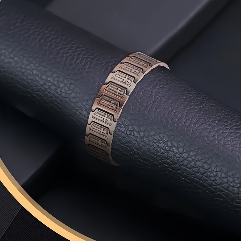 1 Piece Men's Copper Cross Bracelet, Magnetic Bracelet with Magnet, Pure Copper Cross Pattern Design, Ideal Gift for Christmas, Anniversary, Party and Daily Wear