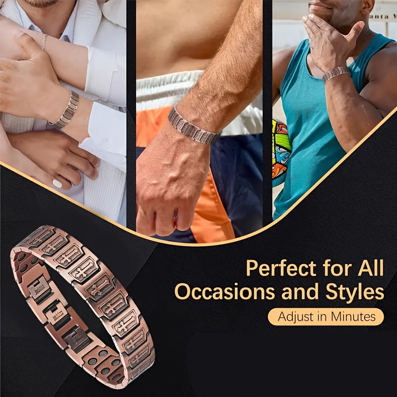 1 Piece Men's Copper Cross Bracelet, Magnetic Bracelet with Magnet, Pure Copper Cross Pattern Design, Ideal Gift for Christmas, Anniversary, Party and Daily Wear