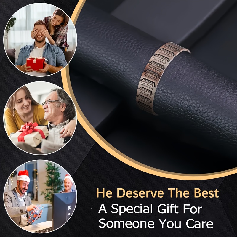 1 Piece Men's Copper Cross Bracelet, Magnetic Bracelet with Magnet, Pure Copper Cross Pattern Design, Ideal Gift for Christmas, Anniversary, Party and Daily Wear