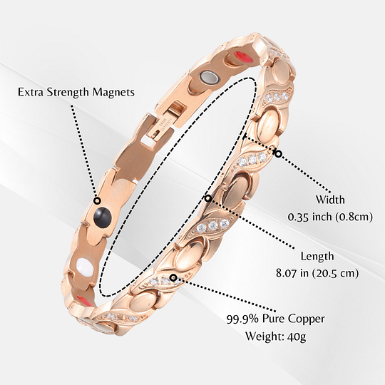 2-piece set of women's copper magnetic therapy bracelets, gold and silver, made of copper for health benefits.