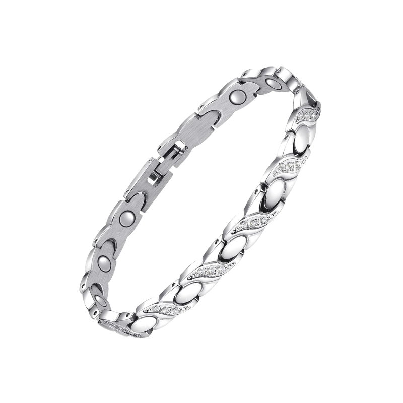 2-piece set of women's copper magnetic therapy bracelets, gold and silver, made of copper for health benefits.