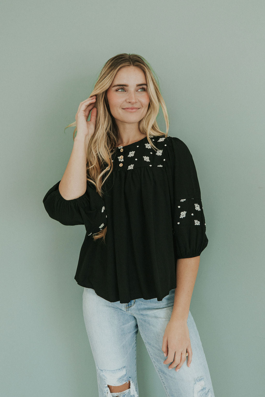Here For The Journey Button Down Top
