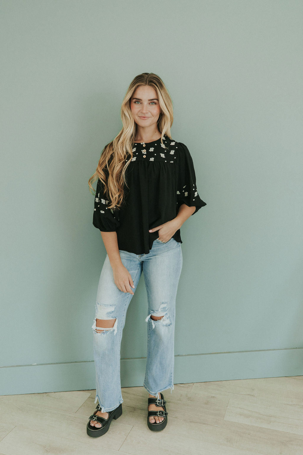 Here For The Journey Button Down Top
