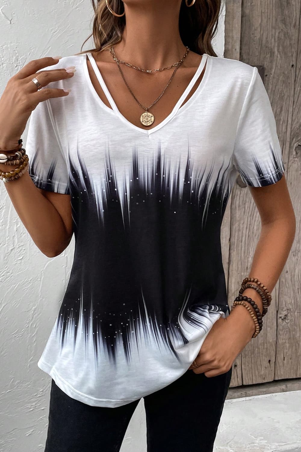 Desert Sky Printed Cutout Short Sleeve Tee