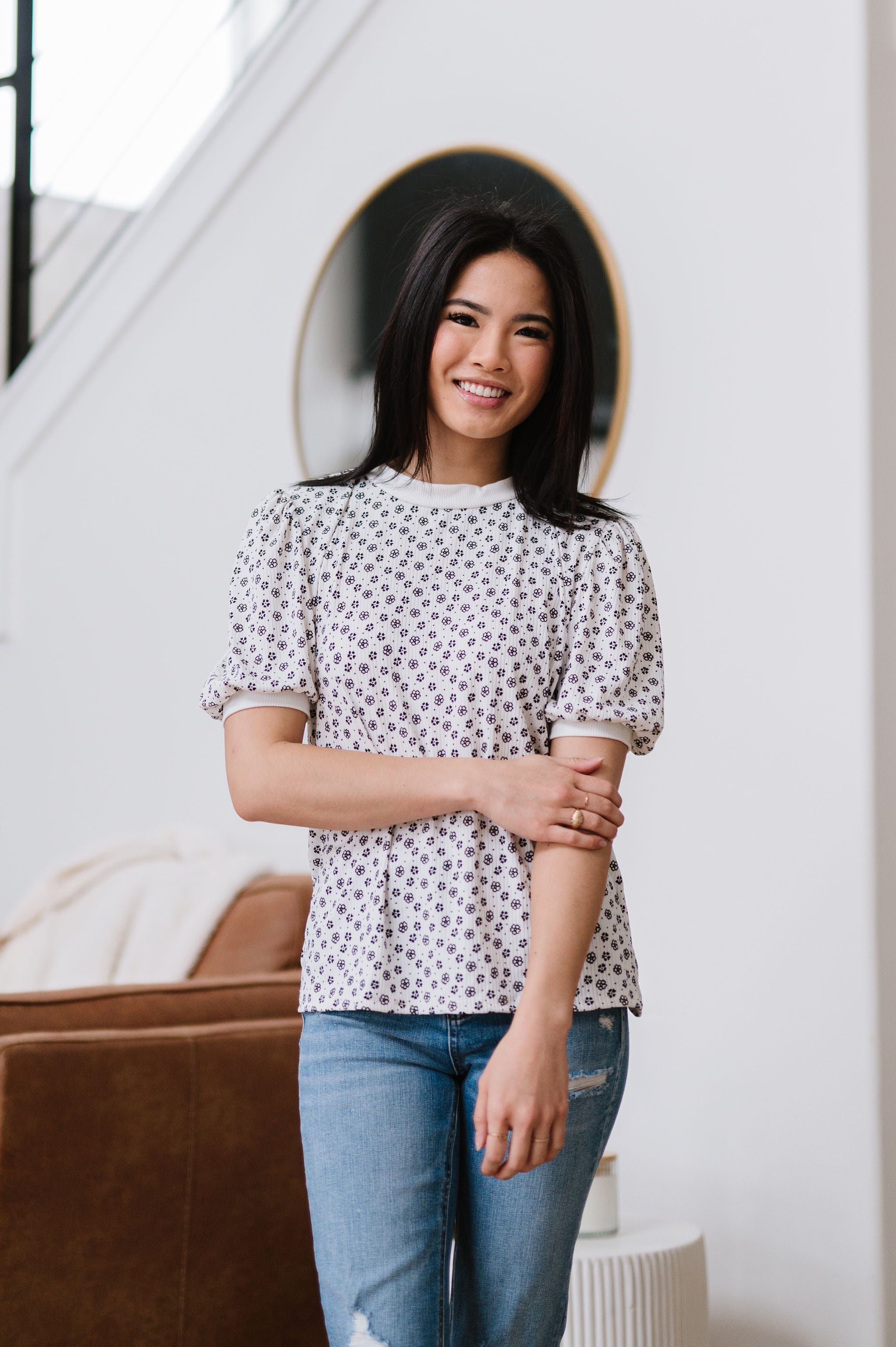 Daisy Dreams Ribbed Knit Top