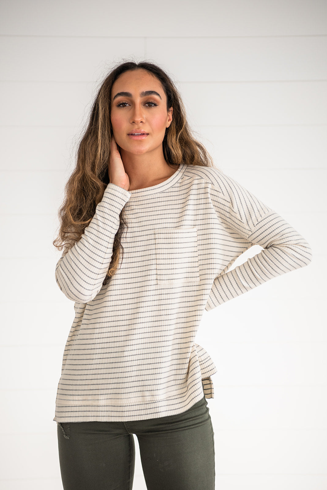 Keep It Casual Ribbed Striped Top
