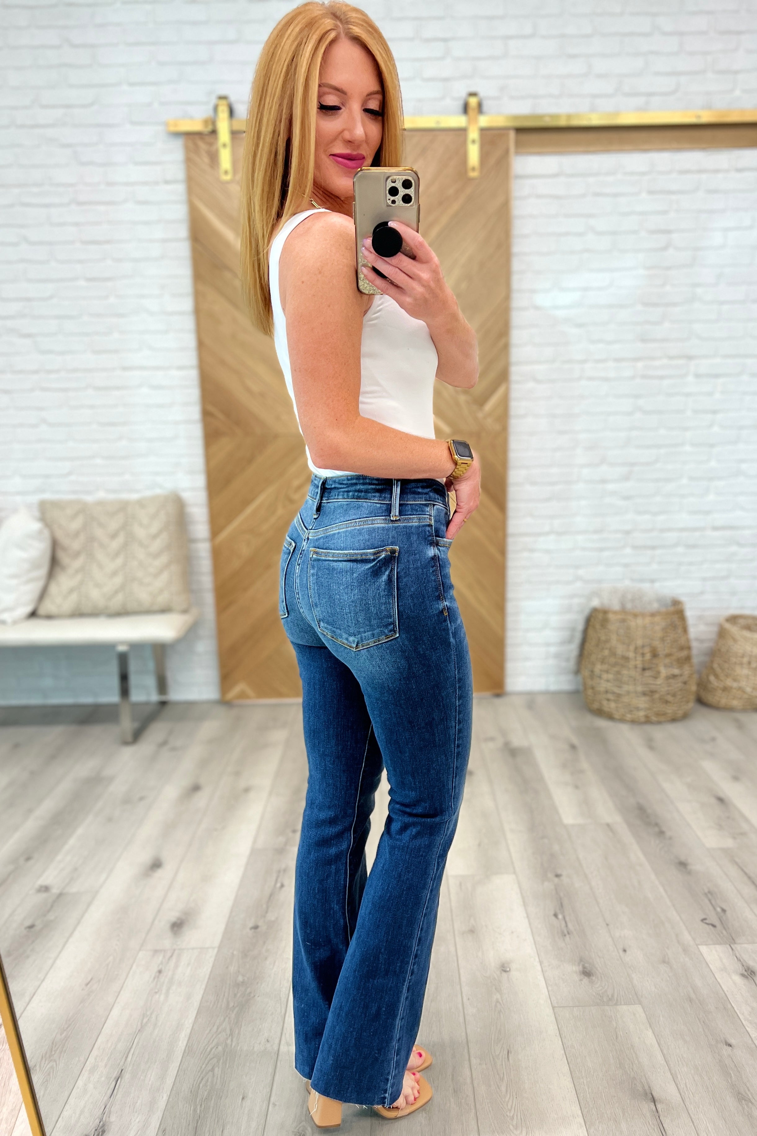 Josephine Mid Rise Raw Hem Bootcut Jeans